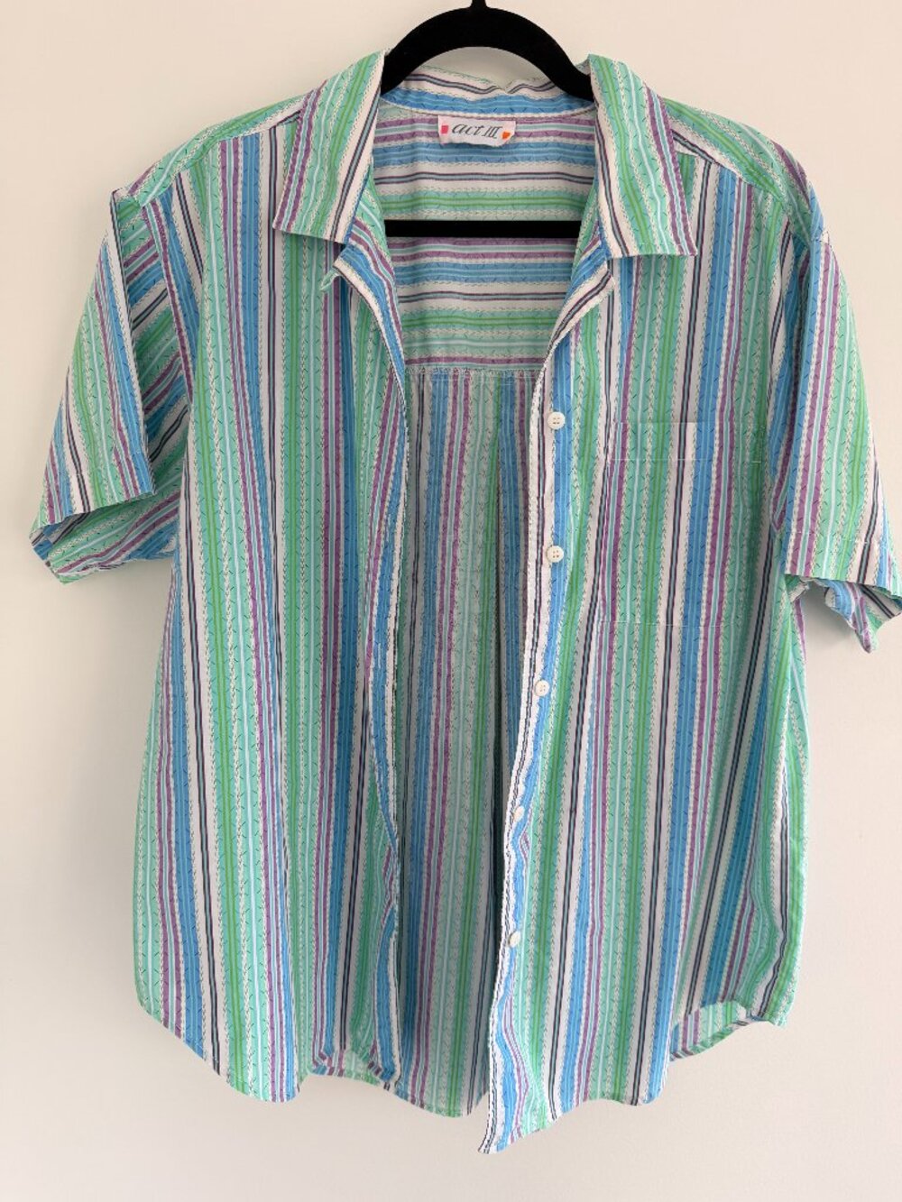 Vintage Act III Pastel Striped Oversized Button Down Shirt